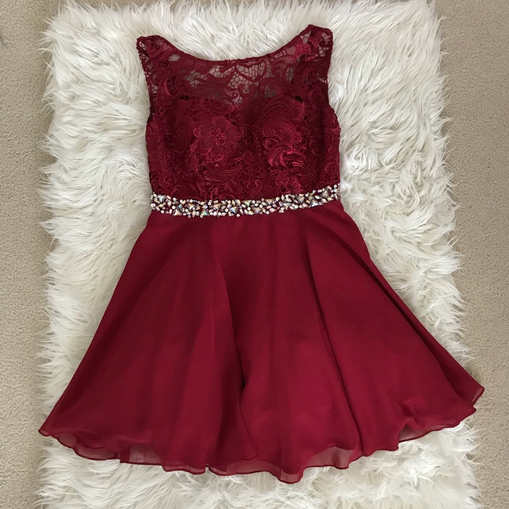 Dancing Queen Red Lace Homecoming Dress ❤️✨